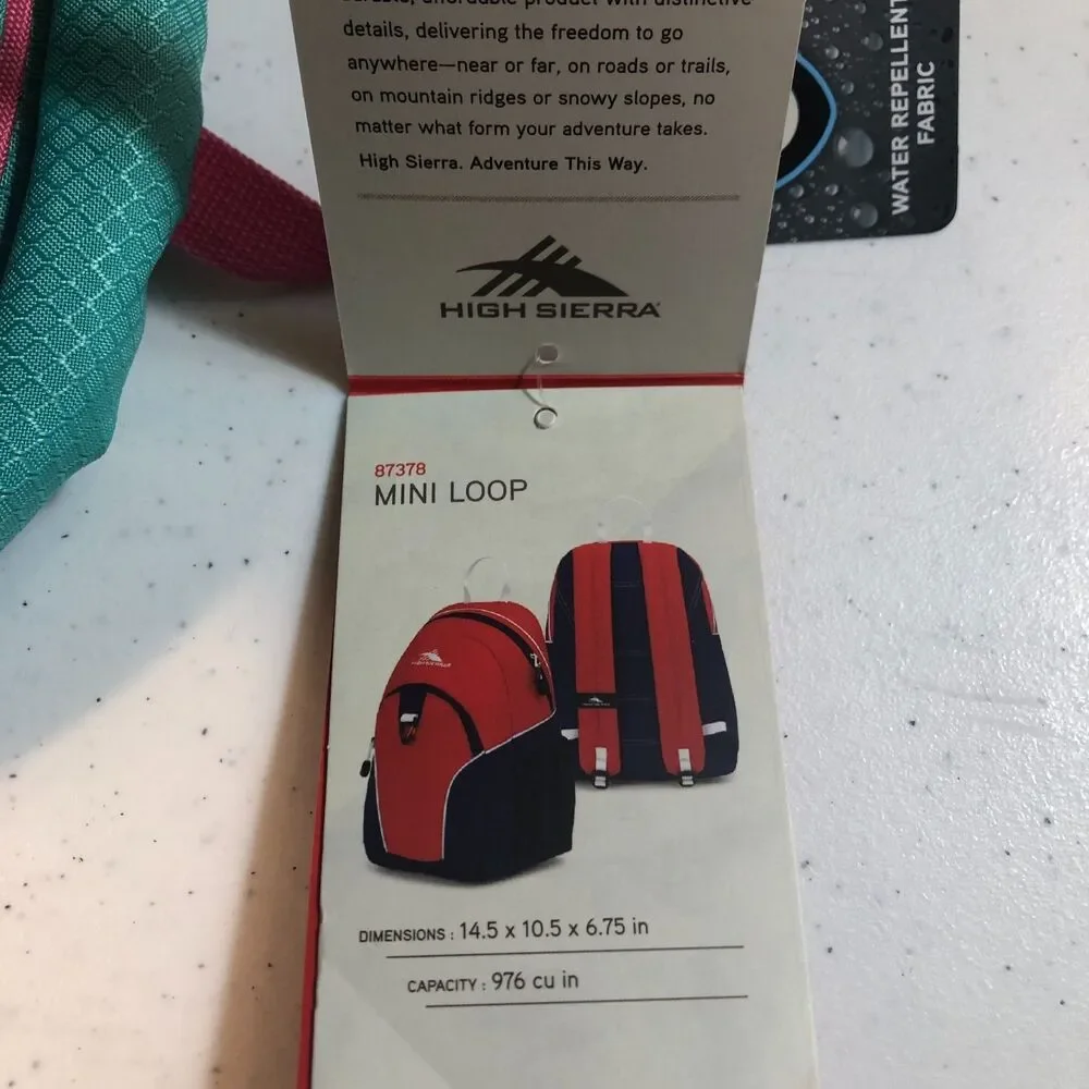 NWT High Sierra Kids Mini‎ Loop Backpack Bag Turquoise Water Repellent Kidcore - Picture 7 of 9